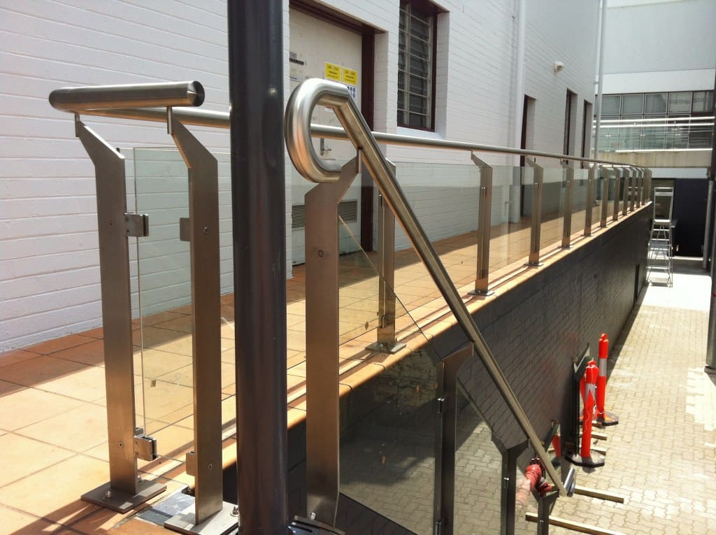 semi-framed glass balustrade with stainless steel handrail custom design